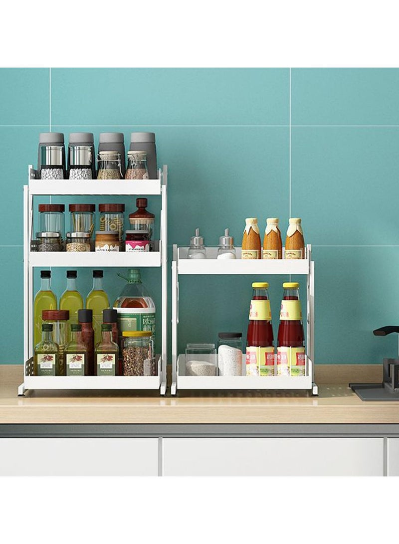 تايكوم منظم رف التوابل للكونترتوب والخزانة ، حامل تخزين برطمانات الجرف الدائمة ، منظم أرفف التوابل القابل للطي لتخزين المطبخ ، طبقتان أبيض. - Image 3