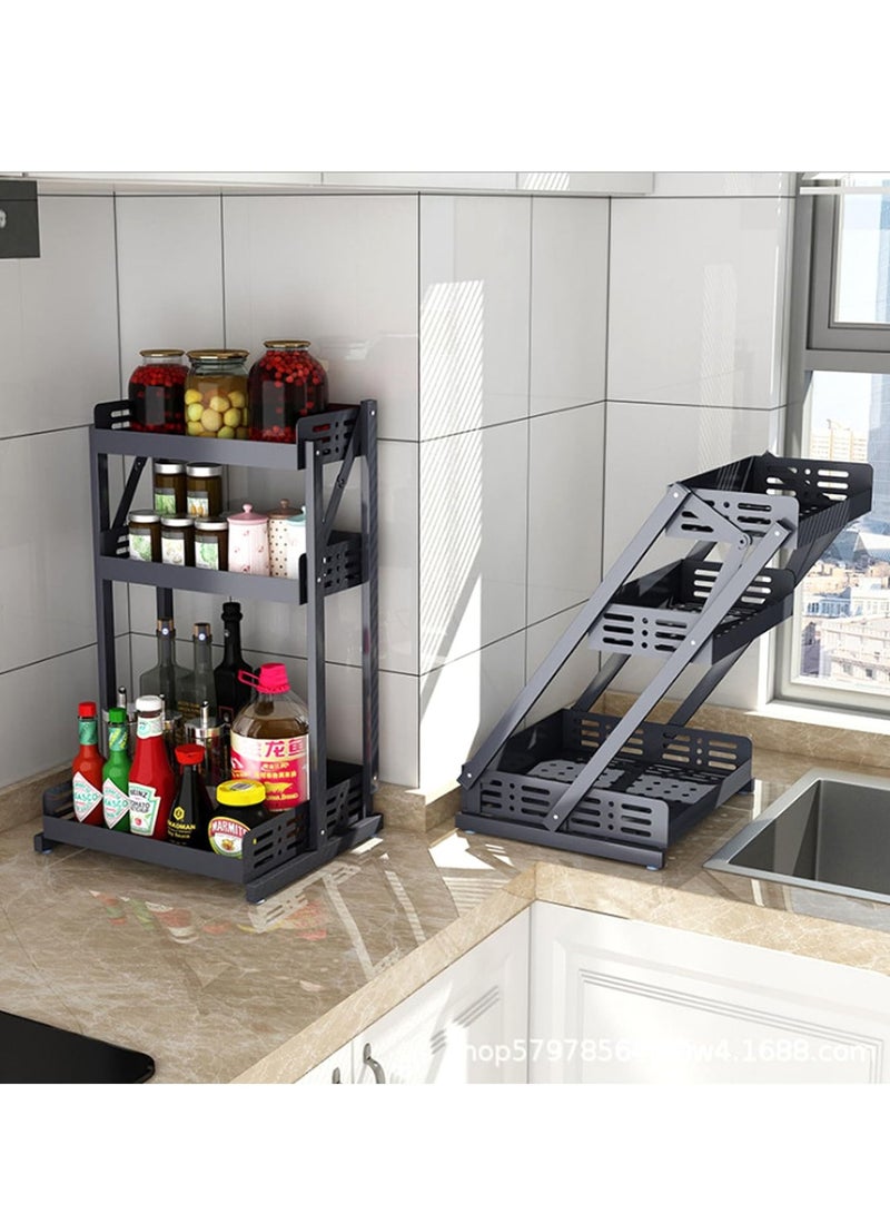 تايكوم منظم رف التوابل للكونترتوب والخزانة ، حامل تخزين برطمانات الجرف الدائمة ، منظم أرفف التوابل القابل للطي لتخزين المطبخ ، طبقتان أبيض. - Image 4
