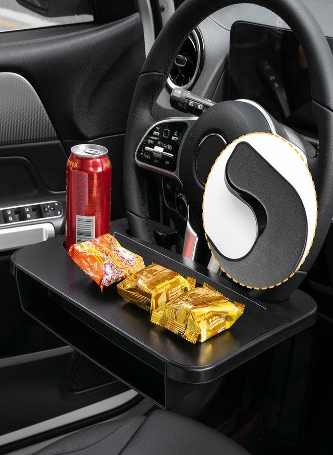Oshotto FT-06 Dual purpose Car Steering Wheel Rack desk Vehicle seat gap organizer dinning car tray table Cup Holder Compatible with Mahindra Thar (Black) - Image 3