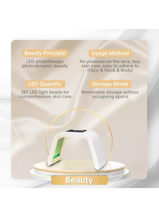 أوميغا جهاز قناع LED للعناية بالوجه 7 في 1، علاج ضوئي بـ7 ألوان، جهاز الفوتون للبشرة مع 287 مصباح LED، علاج الضوء الأحمر للوجه والرقبة، جهاز تجميل قابل للطي بزاوية 180° للاستخدام المنزلي - Image 5