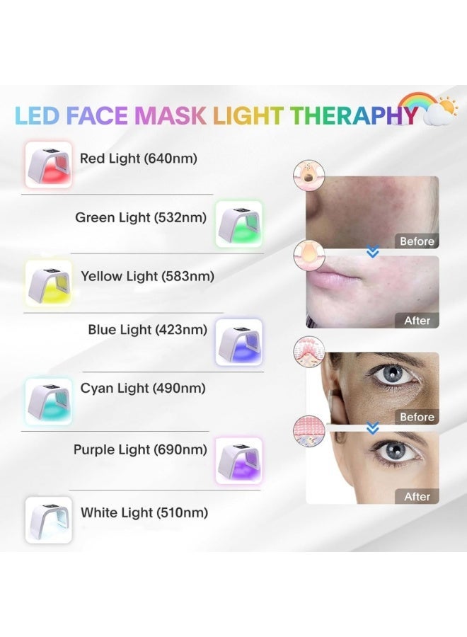 أوميغا جهاز قناع LED للعناية بالوجه 7 في 1، علاج ضوئي بـ7 ألوان، جهاز الفوتون للبشرة مع 287 مصباح LED، علاج الضوء الأحمر للوجه والرقبة، جهاز تجميل قابل للطي بزاوية 180° للاستخدام المنزلي - Image 2