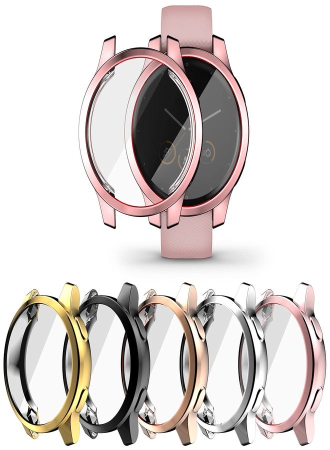 RICHONE [5Pack] RICHONE Compatible with Garmin Vivoactive 4S / Venu 2S 40mm Screen Protector Case, Soft TPU Cover All-Around Shockproof Bumper Frame (Black+Silver+Gold+Pink+Rose Gold, 40mm) - Image 1