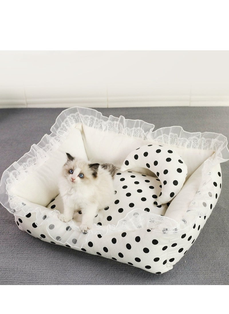 MissTiara Universal detachable and washable cat and dog bed Lovely princess style lace pet bed suitable for small animals such as Yorkshire terrier and Teddy  - Image 2