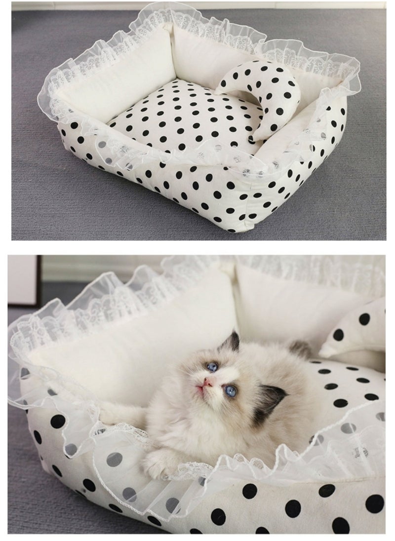 MissTiara Universal detachable and washable cat and dog bed Lovely princess style lace pet bed suitable for small animals such as Yorkshire terrier and Teddy  - Image 3