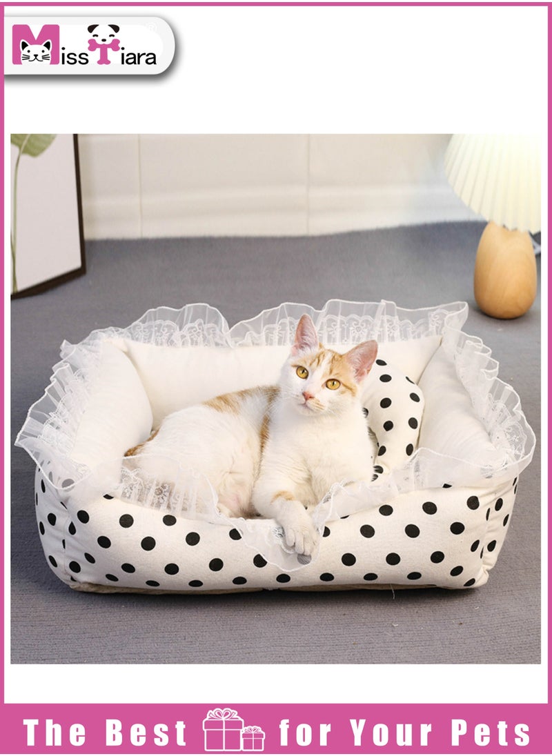 MissTiara Universal detachable and washable cat and dog bed Lovely princess style lace pet bed suitable for small animals such as Yorkshire terrier and Teddy  - Image 1
