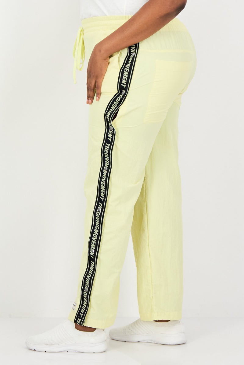 The Giving Movement Women Regular Fit Brand Logo Wide Leg Pants, Yellow - Image 4