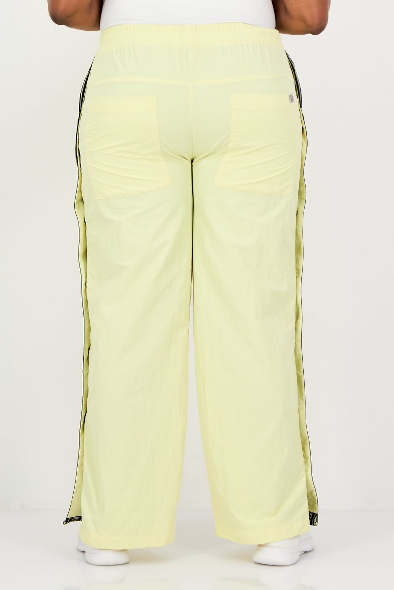The Giving Movement Women Regular Fit Brand Logo Wide Leg Pants, Yellow - Image 2