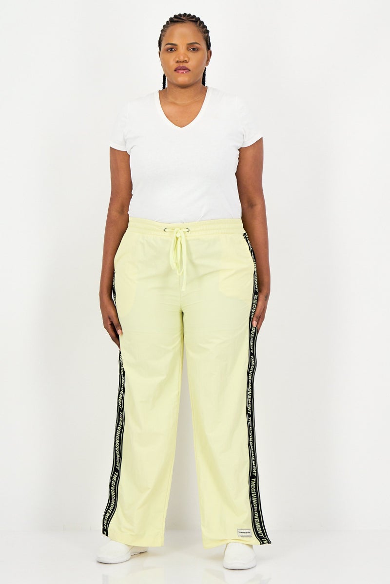 The Giving Movement Women Regular Fit Brand Logo Wide Leg Pants, Yellow - Image 3