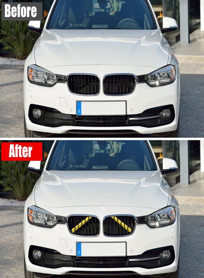 Jaronx Compatible with BMW V Brace Cover, Front Grill Inserts V Bar Brace Trim Covers Compatible with BMW for 1'F20 F21/2'F22 F23/3'F30 F31 F34/4'F32 F33 F36/5' G30 G31/6'G32/7'G11 G12/8'G14 (Yellow) - Image 2