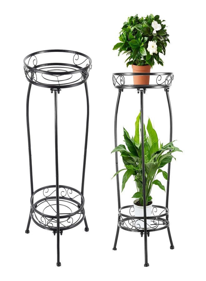 LOYAL TIGER Plant Stand Indoor Outdoor，Tall Black Metal Rustproof Stable Plant Stands，2 Tier 27.1 inch (2PS-Iron) - Image 1