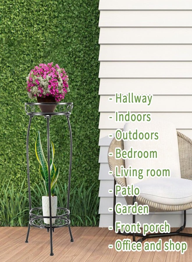 LOYAL TIGER Plant Stand Indoor Outdoor，Tall Black Metal Rustproof Stable Plant Stands，2 Tier 27.1 inch (2PS-Iron) - Image 5
