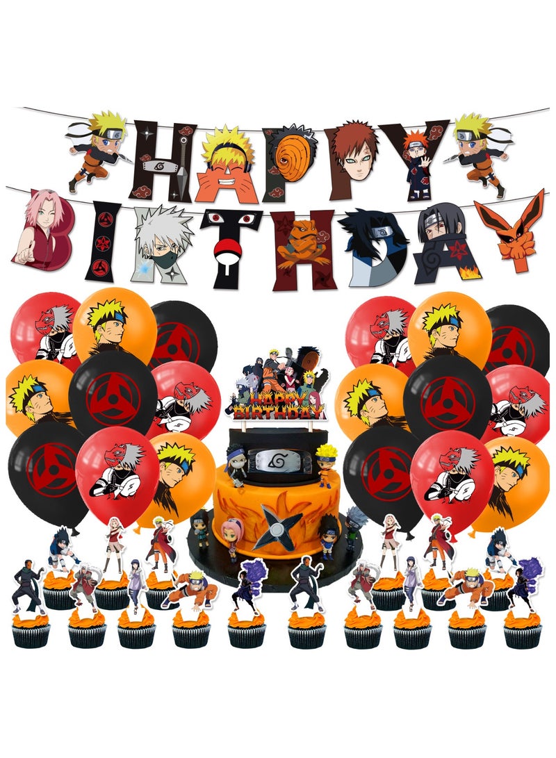 Naruto Birthday Plate Paper Napinks Cups Tableware Balloons Supplies Deco Kit Kids Party themed cutlery set Backdrop Decor - Image 1