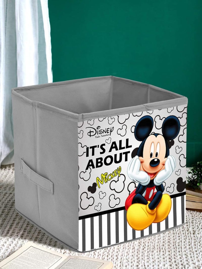 Kuber Industries Kuber Industries Disney Mickey Printed NonWoven Foldable Storage BinCubeOrganizer For Toys Clothes And Books With Handles Grey HS43KUBMART26270  - Image 3
