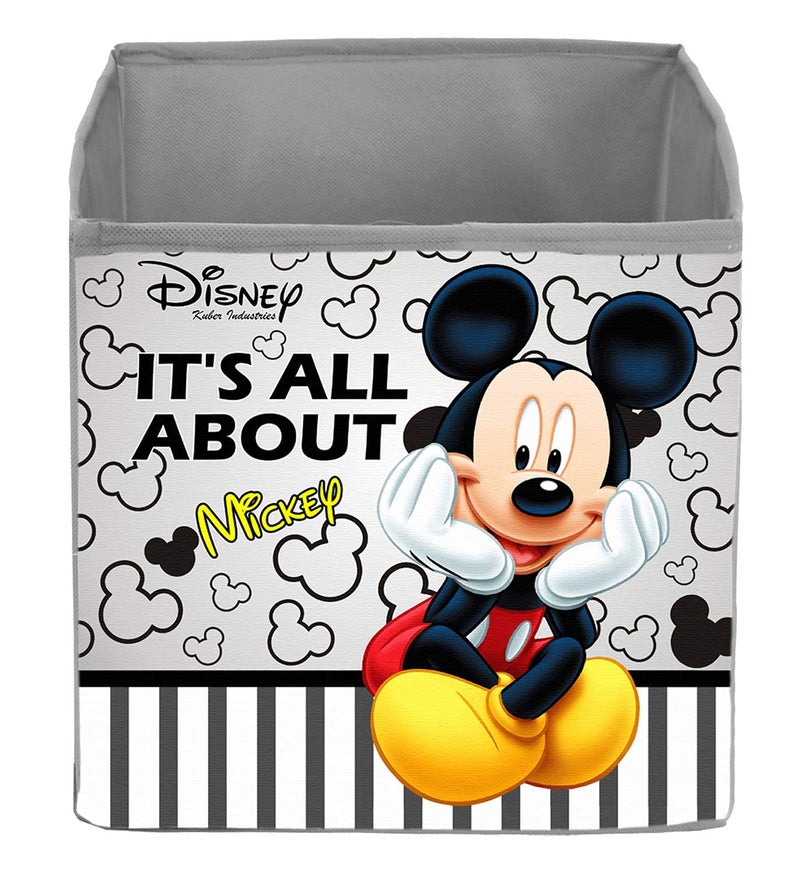 Kuber Industries Kuber Industries Disney Mickey Printed NonWoven Foldable Storage BinCubeOrganizer For Toys Clothes And Books With Handles Grey HS43KUBMART26270  - Image 2