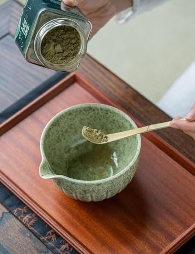 TANG PIN Matcha Set Match Bowl and Whisk 15 OZ Matcha Scoop Matcha Whisk Stand Chasen Holder 5pc Perfect Matcha Kit for Matcha Tea Ceremony Mottled Green - Image 3