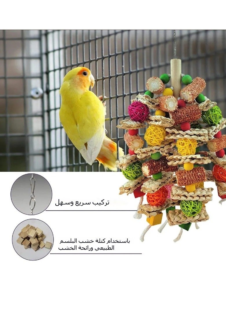 Large and medium parrot toy bird toy Fujiuyuan ecological primary color corncob gnawing climbing string - Image 3