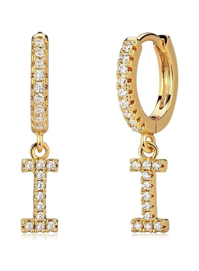 Mevecco Women Huggie Hoop Earrings Gold Initial A-Z Dangle Drop Cubic Zirconia 14K Gold Filled Small Simple Hypoallergenic Personalized Jewelry - 26 Letters - Image 1