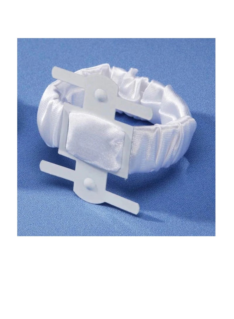 مشبك كبير للمعصم مغطى بالساتان أبيض - Image 1