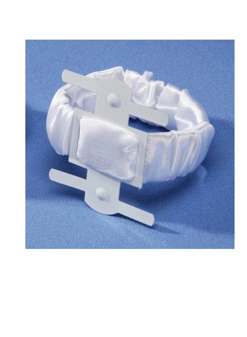 مشبك كبير للمعصم مغطى بالساتان أبيض - Image 3