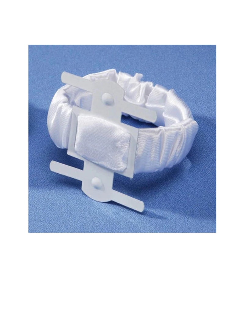 مشبك كبير للمعصم مغطى بالساتان أبيض - Image 2