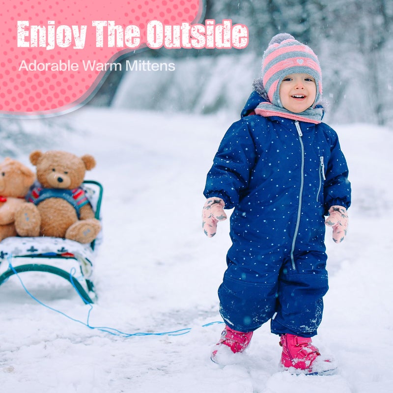 Fynnsure Toddler Mittens - Baby Waterproof Snow Gloves for Boys & Girls, Pink Dinosaur, 1-2 Years - Image 5