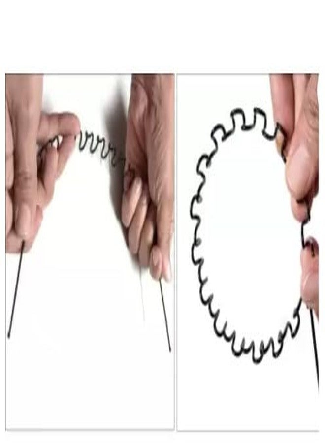 Fezzalo فيزالو® (عبوة من 6 قطع) ربطة شعر معدنية سوداء مرنة مموجة، بتصميم متعرج، ربطة شعر للاستخدام اليومي، للجنسين - Image 4