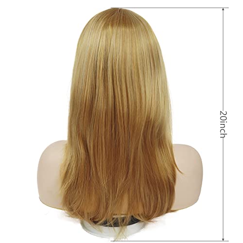 GNIMEGIL 18" Long Blonde Wigs For Women Straight Hair With Bangs Natural Hairstyles Synthetic Carmela Soprano Wig Princess Costume Peach Wigs Halloween Outfits Carnival Party - Image 3