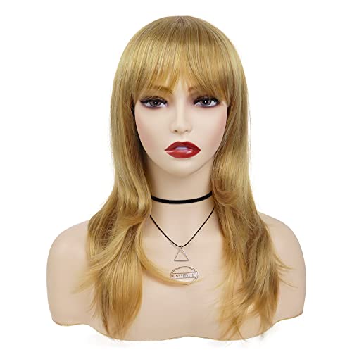 GNIMEGIL 18" Long Blonde Wigs For Women Straight Hair With Bangs Natural Hairstyles Synthetic Carmela Soprano Wig Princess Costume Peach Wigs Halloween Outfits Carnival Party - Image 2