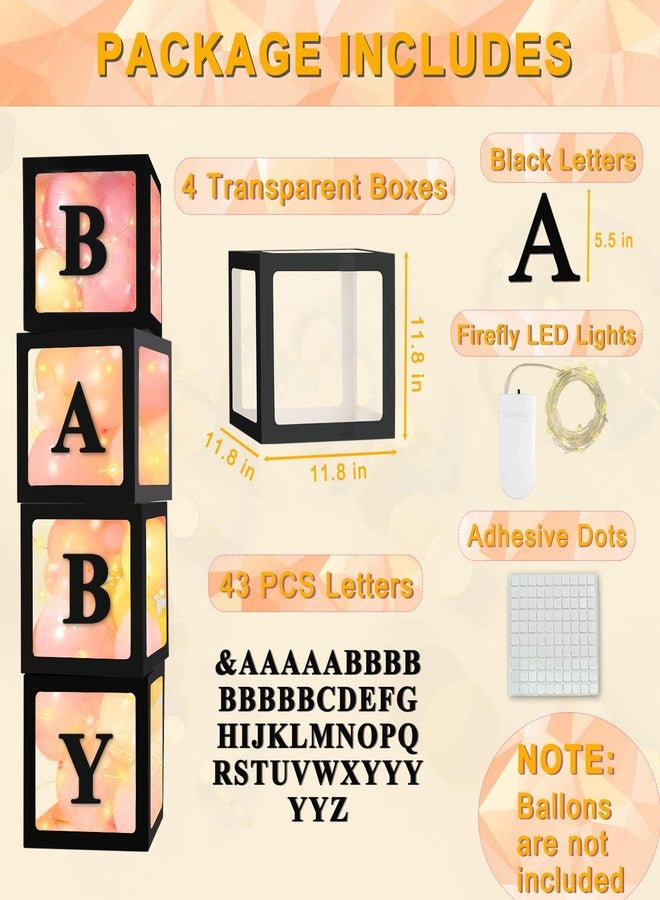 Ledido 2026 Graduation Balloon Boxes Decorations, 4 Pieces Black Clear Grad Balloon Boxes with Letters & Fairy Lights, Class of 2026 Graduation Party Supplies for College, Prom, Birthday, Baby Shower - Image 3