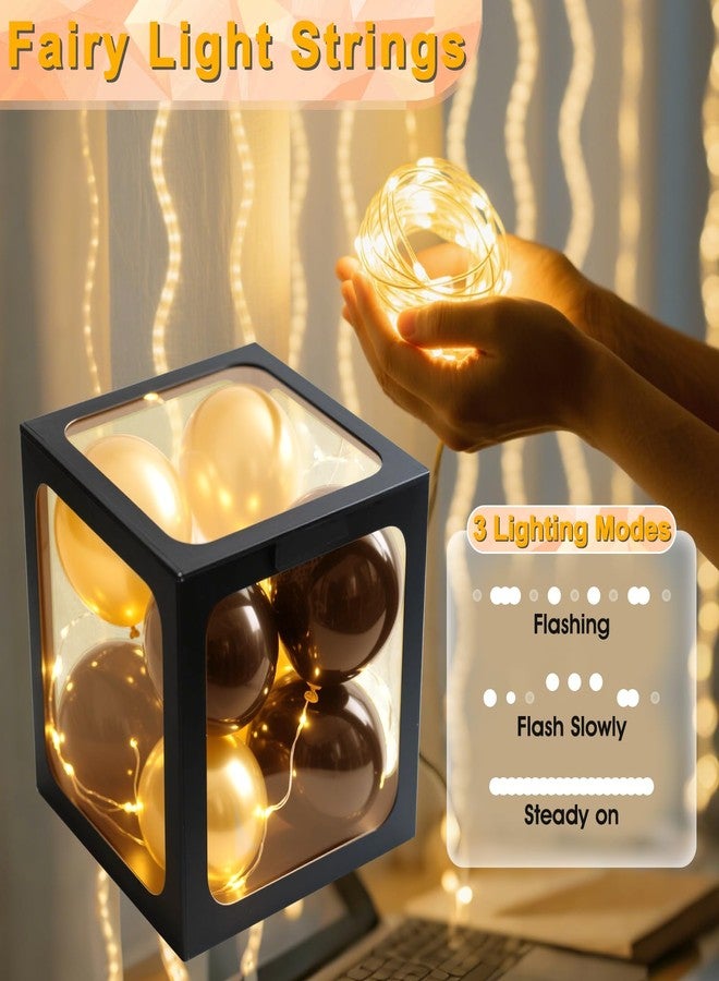 Ledido 2026 Graduation Balloon Boxes Decorations, 4 Pieces Black Clear Grad Balloon Boxes with Letters & Fairy Lights, Class of 2026 Graduation Party Supplies for College, Prom, Birthday, Baby Shower - Image 2