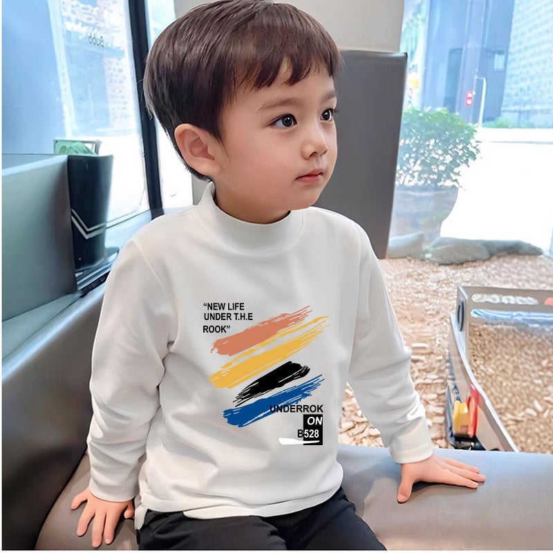 Spring Long-Sleeved T-Shirt For Middle And Big Boys And Girls De Rong Thin Top Long-Sleeved T-Shirt Children'S Base Shirt Trendy - Image 1