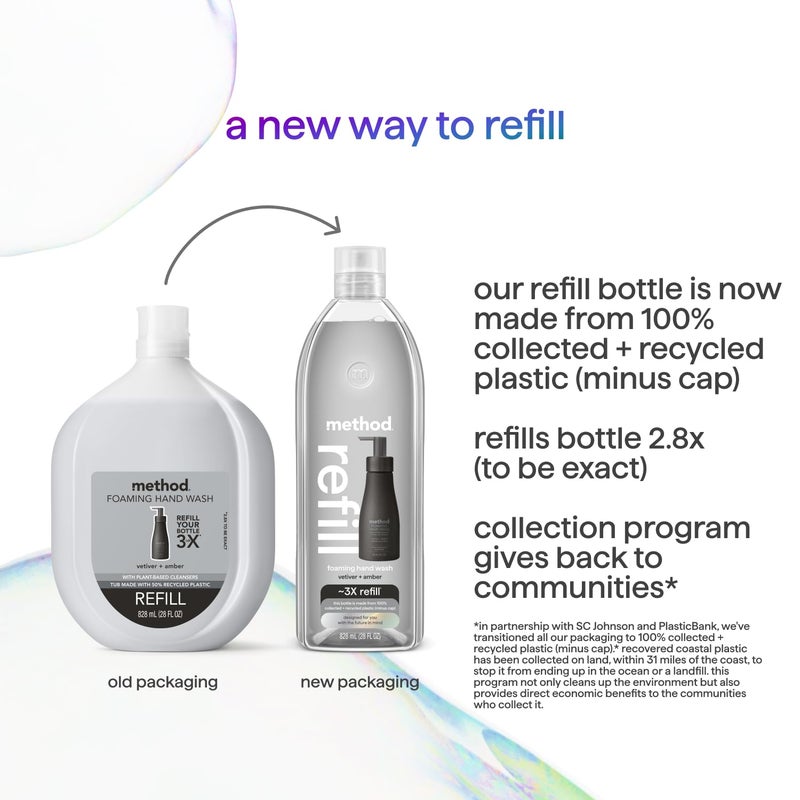 Method Foaming Hand Soap Refill, Vetiver + Amber, 28 Fl Oz (Pack of 1) (Packaging May Vary) - Image 4