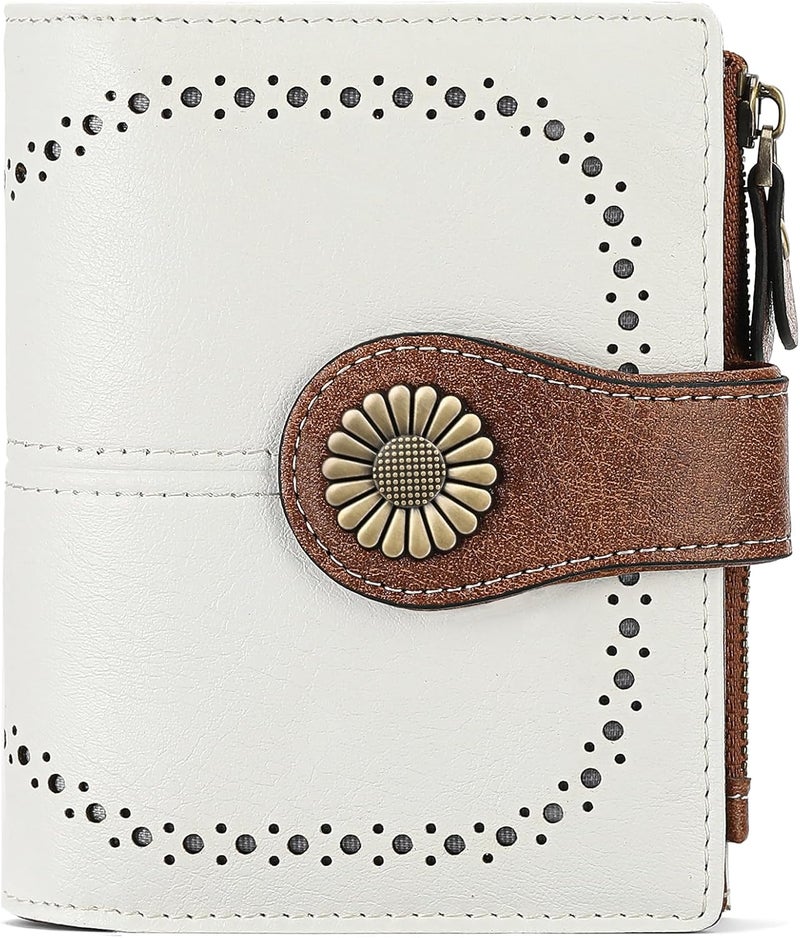 SENDEFN Small Womens Wallet Leather Bifold Card Holder RFID Blocking with Zipper Coin Pocket - Image 1