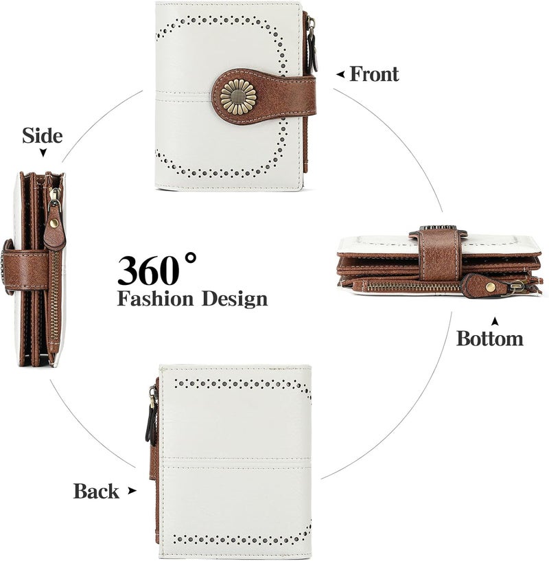 SENDEFN Small Womens Wallet Leather Bifold Card Holder RFID Blocking with Zipper Coin Pocket - Image 5