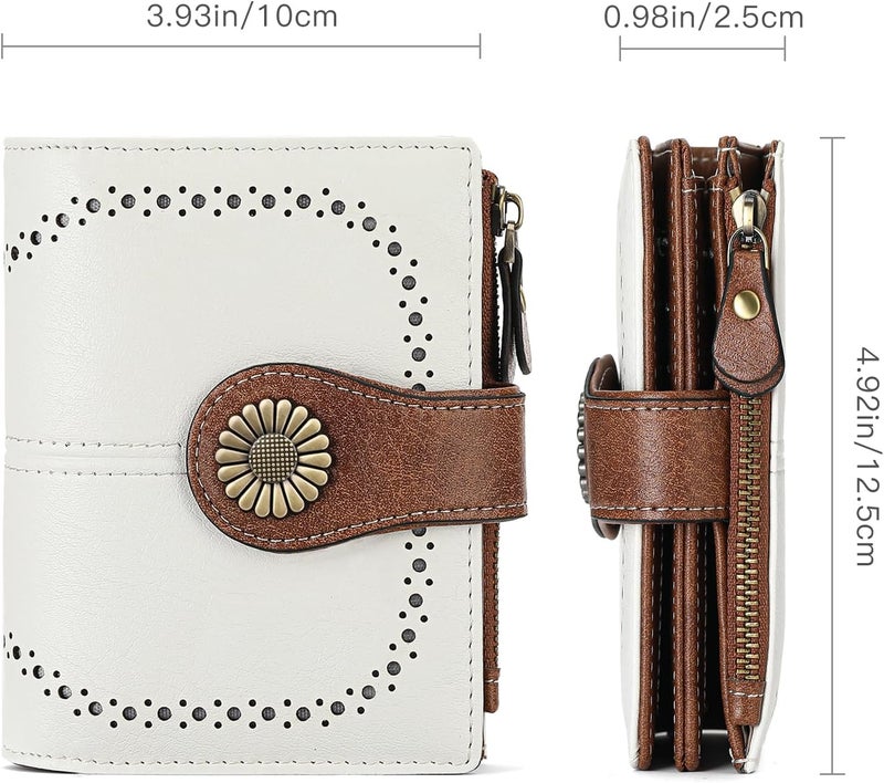 SENDEFN Small Womens Wallet Leather Bifold Card Holder RFID Blocking with Zipper Coin Pocket - Image 3
