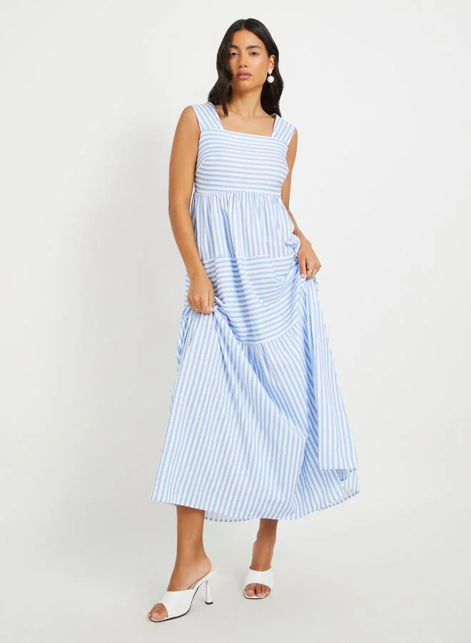 تايك تو Take Two Striped Sleeveless Square Neck A-Line Maxi Dress