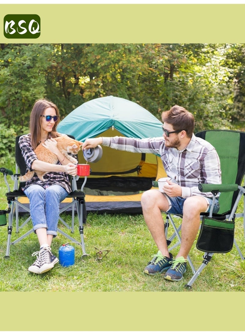 BSQ Portable Outdoor Camping Chair | Lightweight Folding Camping Chair | Green Folding Camping Chair with Cup Holder, Padded Seat, and Adjustable Backrest | Beach Chair | Picnic Chair | Maximum Weight Capacity 440 lbs | High Back Lawn Chair - Image 4