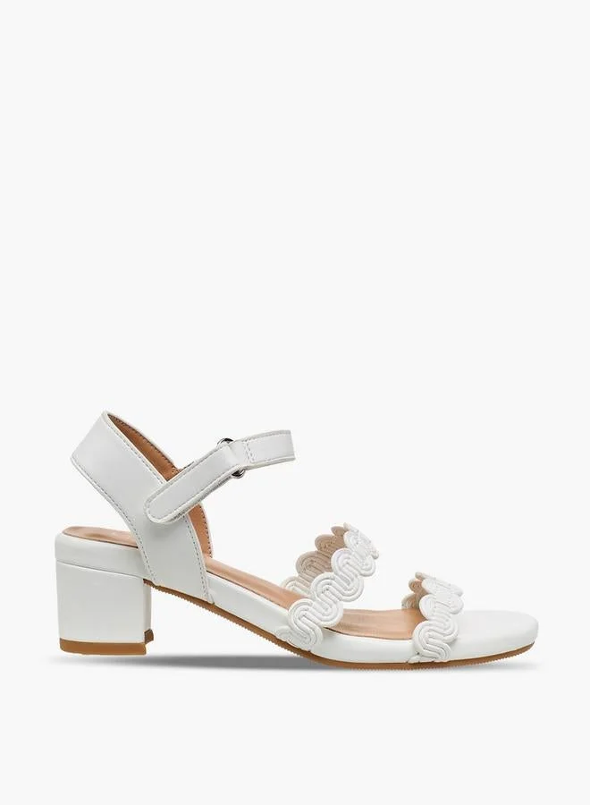 سيليست Girls Scalloped Design Block Heel Sandals