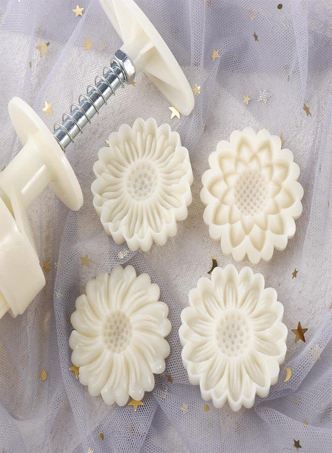 Kopida Mooncake Press Molds,Daisy Shape Cookie Stamp Mooncake Mold Set Flower Moon Cake Mold with 4 Pcs Stamps - Image 3