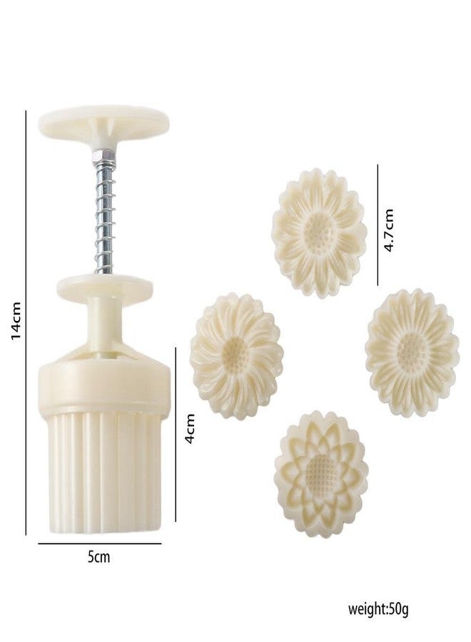Kopida Mooncake Press Molds,Daisy Shape Cookie Stamp Mooncake Mold Set Flower Moon Cake Mold with 4 Pcs Stamps - Image 2