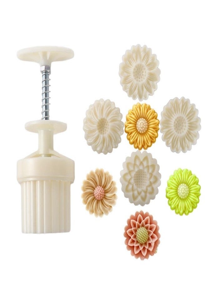 Kopida Mooncake Press Molds,Daisy Shape Cookie Stamp Mooncake Mold Set Flower Moon Cake Mold with 4 Pcs Stamps - Image 1