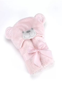 Mora spain Pompon Bear Baby Blanket, Model P86 - Color: Pink- Size: 75 x 95 cm - Weight: 960 grams - Country of origin: Spain.  - Image 1
