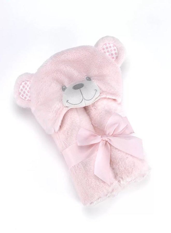 Mora spain Pompon Bear Baby Blanket, Model P86 - Color: Pink- Size: 75 x 95 cm - Weight: 960 grams - Country of origin: Spain. - Image 1
