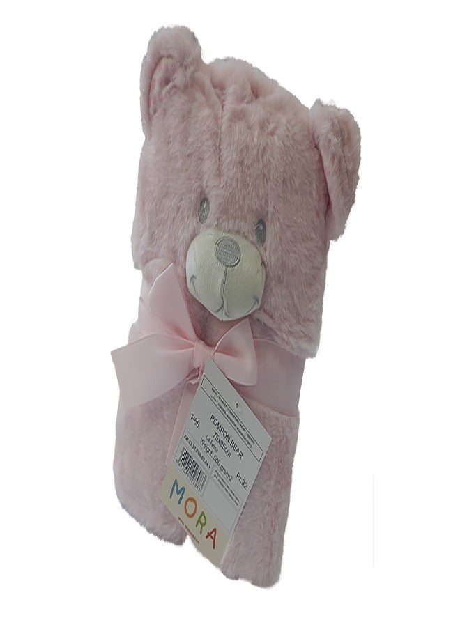 Mora spain Pompon Bear Baby Blanket, Model P86 - Color: Pink- Size: 75 x 95 cm - Weight: 960 grams - Country of origin: Spain. - Image 4