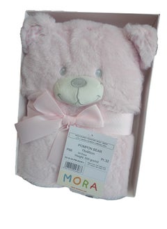Mora spain Pompon Bear Baby Blanket, Model P86 - Color: Pink- Size: 75 x 95 cm - Weight: 960 grams - Country of origin: Spain.  - Image 3