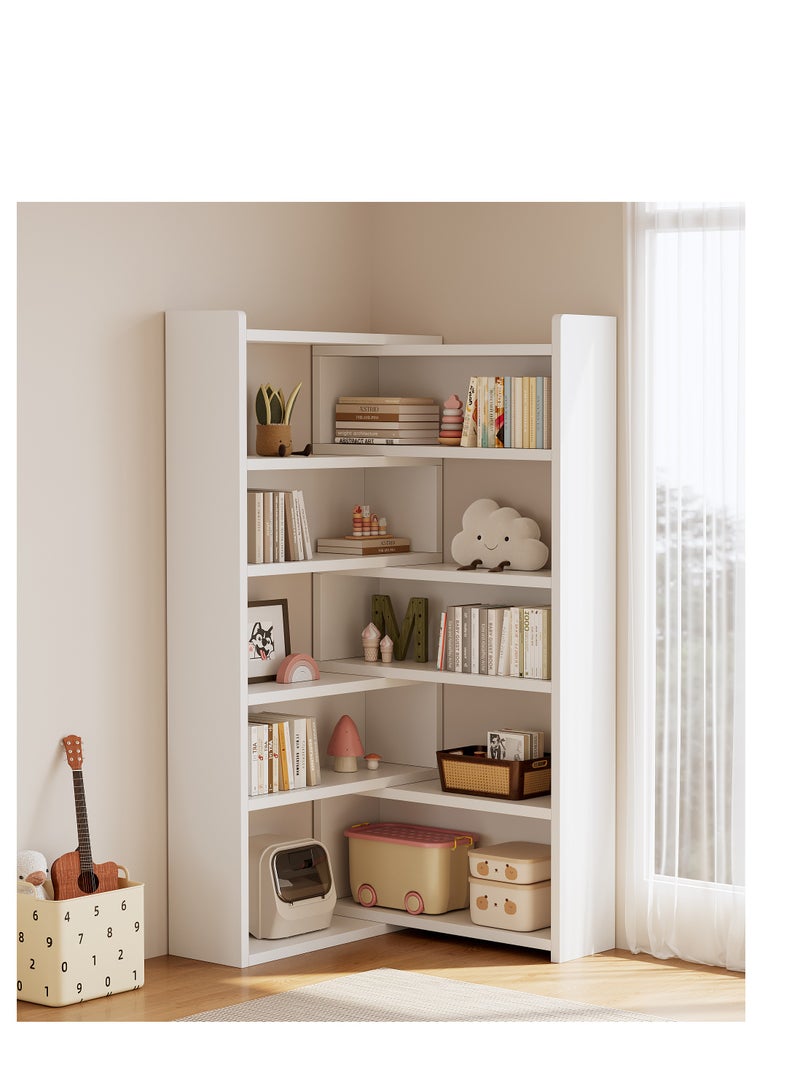 5-الطبقة قابلة للتوسع مزدوجة الجانب مفتوحة رف الكتب - الطول والزاوية قابلة للتعديل رف تخزين خشبي,رف الكتب قابلة للتوسع,رف الكتب مع رفوف العرض لغرفة الأطفال، غرفة النوم، غرفة المعيشة، الزاوية والمساحة الصغيرة, SGG028-5 (الأبيض) - Image 1