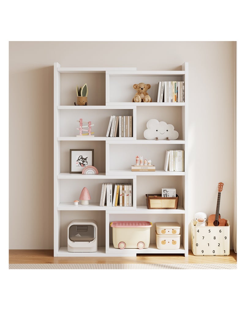 5-الطبقة قابلة للتوسع مزدوجة الجانب مفتوحة رف الكتب - الطول والزاوية قابلة للتعديل رف تخزين خشبي,رف الكتب قابلة للتوسع,رف الكتب مع رفوف العرض لغرفة الأطفال، غرفة النوم، غرفة المعيشة، الزاوية والمساحة الصغيرة, SGG028-5 (الأبيض) - Image 2
