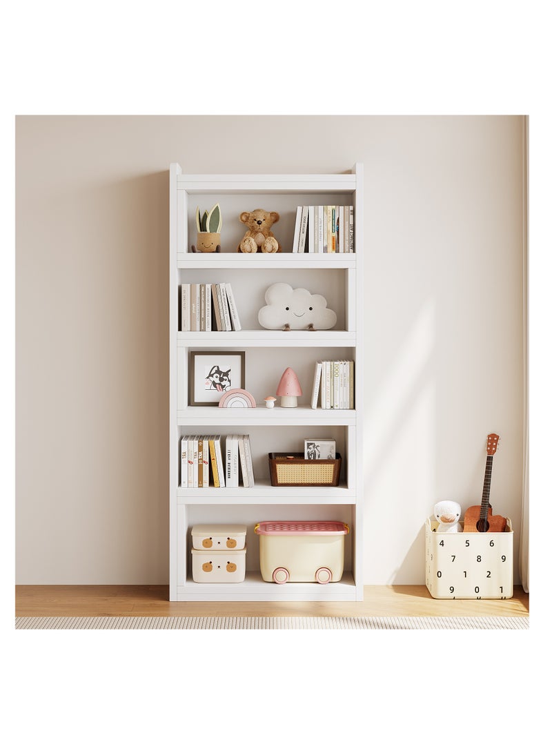 5-الطبقة قابلة للتوسع مزدوجة الجانب مفتوحة رف الكتب - الطول والزاوية قابلة للتعديل رف تخزين خشبي,رف الكتب قابلة للتوسع,رف الكتب مع رفوف العرض لغرفة الأطفال، غرفة النوم، غرفة المعيشة، الزاوية والمساحة الصغيرة, SGG028-5 (الأبيض) - Image 4