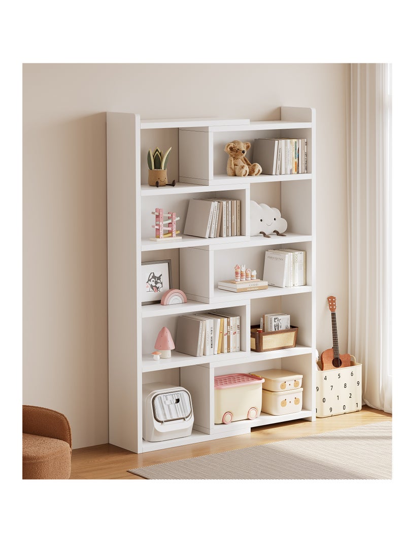 5-الطبقة قابلة للتوسع مزدوجة الجانب مفتوحة رف الكتب - الطول والزاوية قابلة للتعديل رف تخزين خشبي,رف الكتب قابلة للتوسع,رف الكتب مع رفوف العرض لغرفة الأطفال، غرفة النوم، غرفة المعيشة، الزاوية والمساحة الصغيرة, SGG028-5 (الأبيض) - Image 3