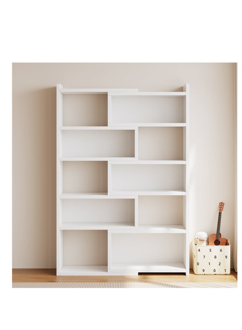 5-الطبقة قابلة للتوسع مزدوجة الجانب مفتوحة رف الكتب - الطول والزاوية قابلة للتعديل رف تخزين خشبي,رف الكتب قابلة للتوسع,رف الكتب مع رفوف العرض لغرفة الأطفال، غرفة النوم، غرفة المعيشة، الزاوية والمساحة الصغيرة, SGG028-5 (الأبيض) - Image 5